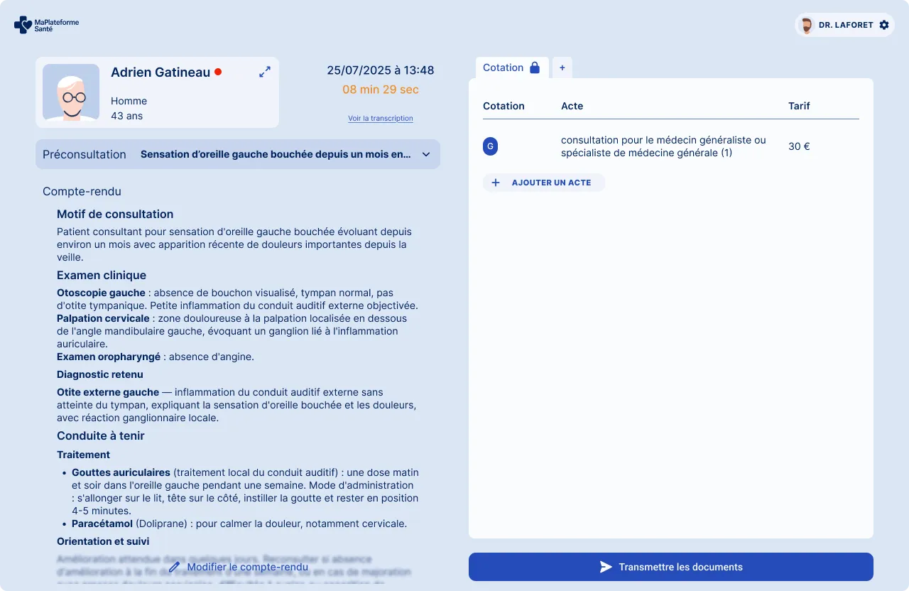 M&eacute;decin utilisant Ma Plateforme Sant&eacute;
